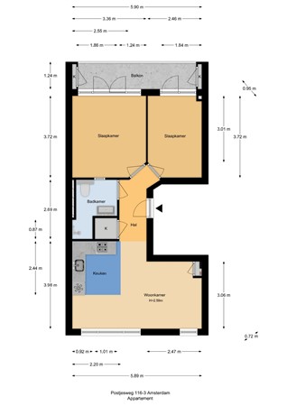 Floorplan - Postjesweg, 1057 EH Amsterdam